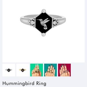 Silver and Black Hummingbird Ring